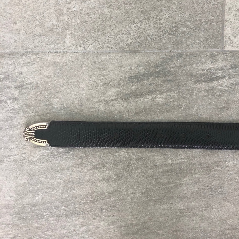 Brighton Black Leather Belt with Silver Buckle - Picture 4 of 5